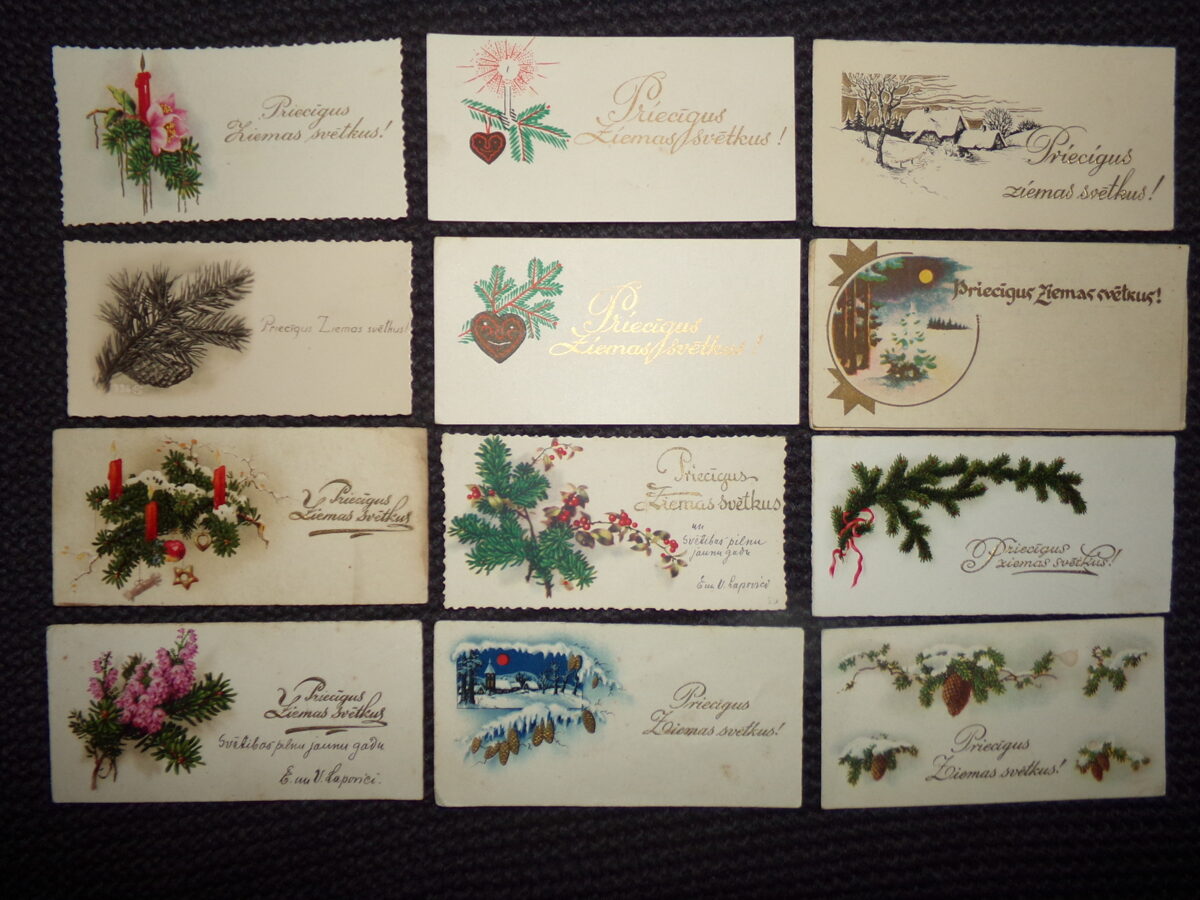 №132. 12 малоформатных открыток. Рождество. Латвия. 1920-30 года.