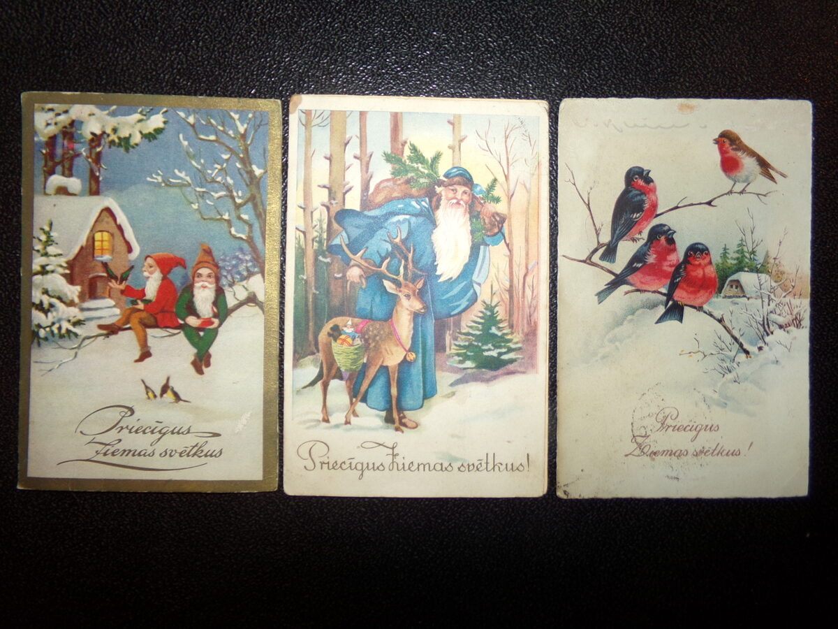 №89. Три рождественские открытки. Латвия. 1930-тые года.