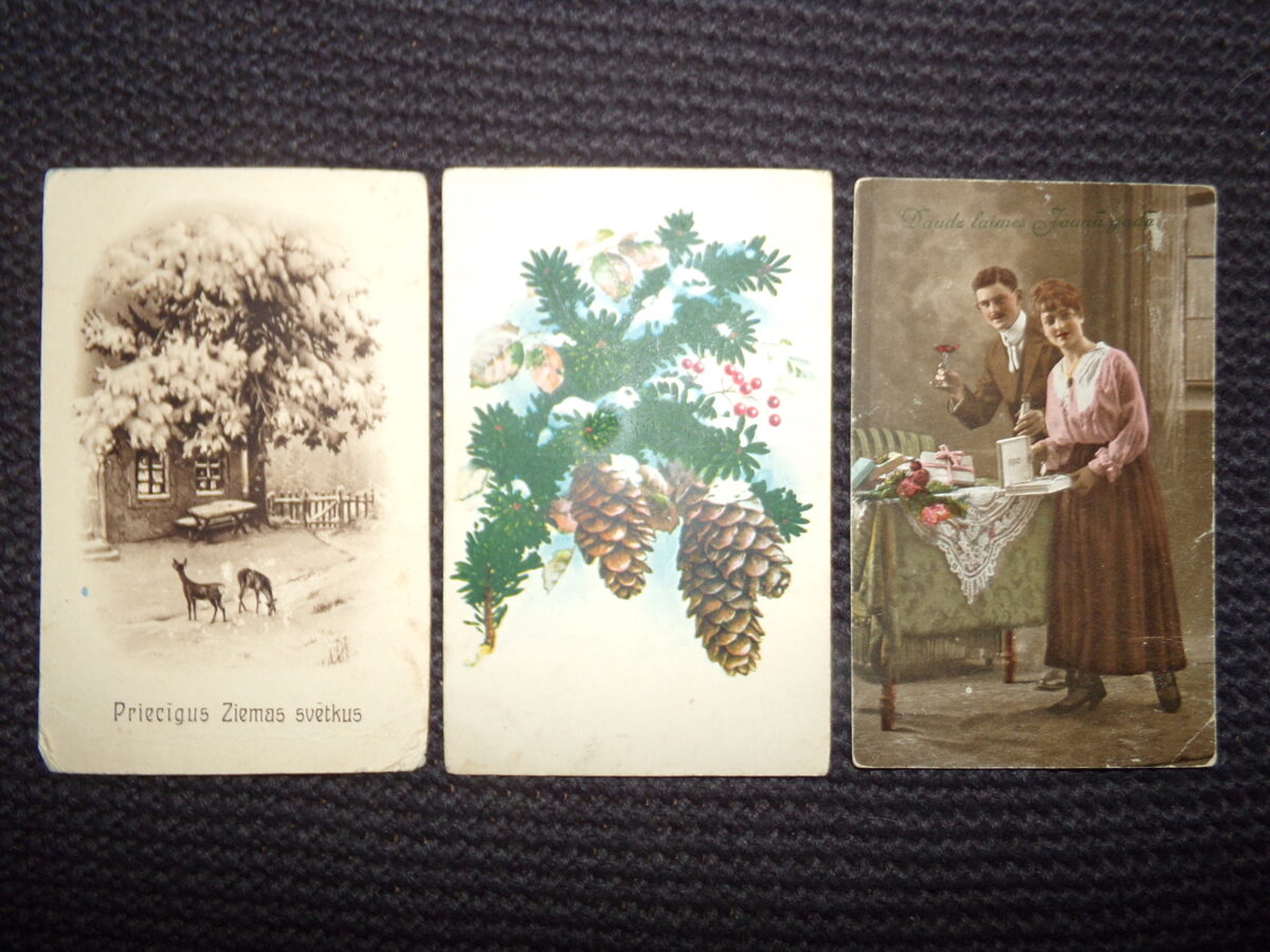 №142. Три открытки С Рождеством и Новым годом. Латвия. 1920-30 года.