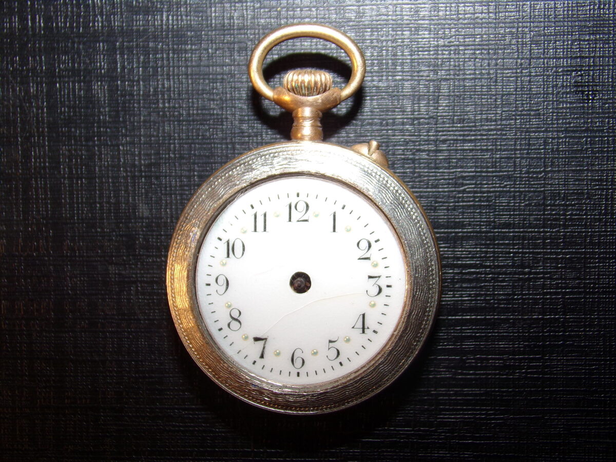 Миниатюрные карманные часы. Корпус-латунь, покрытая эмалью. Начало 20 века.