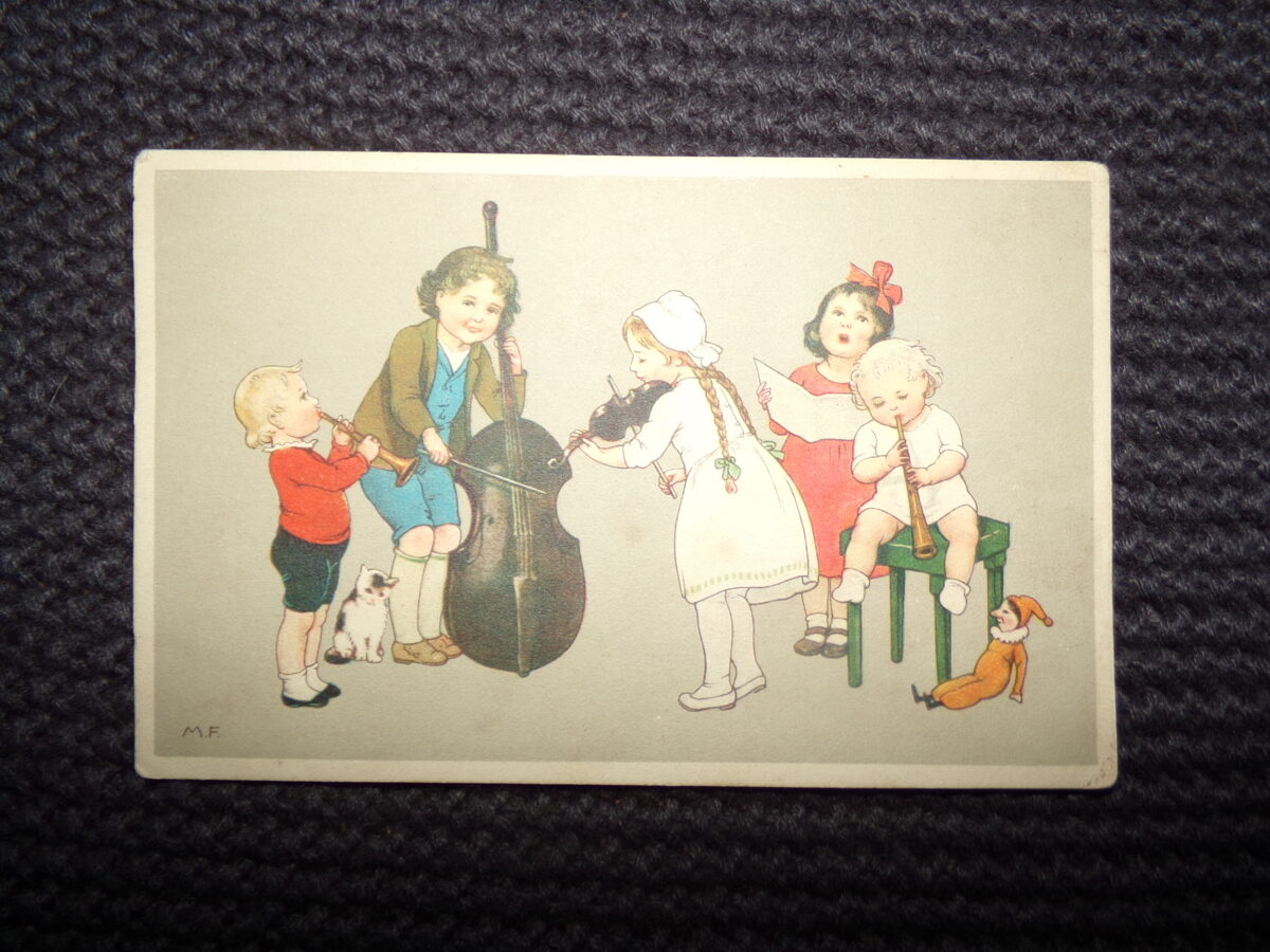№143. Детский оркестр. Отпечатана в Германии. Использована в Латвии в 1920-тых годах.