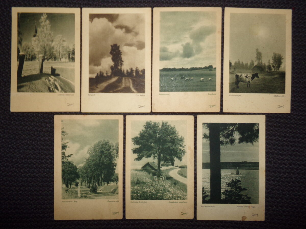 №169. Семь открыток из серии виды Латвии времен немецкой оккупации 1941-44 годов.