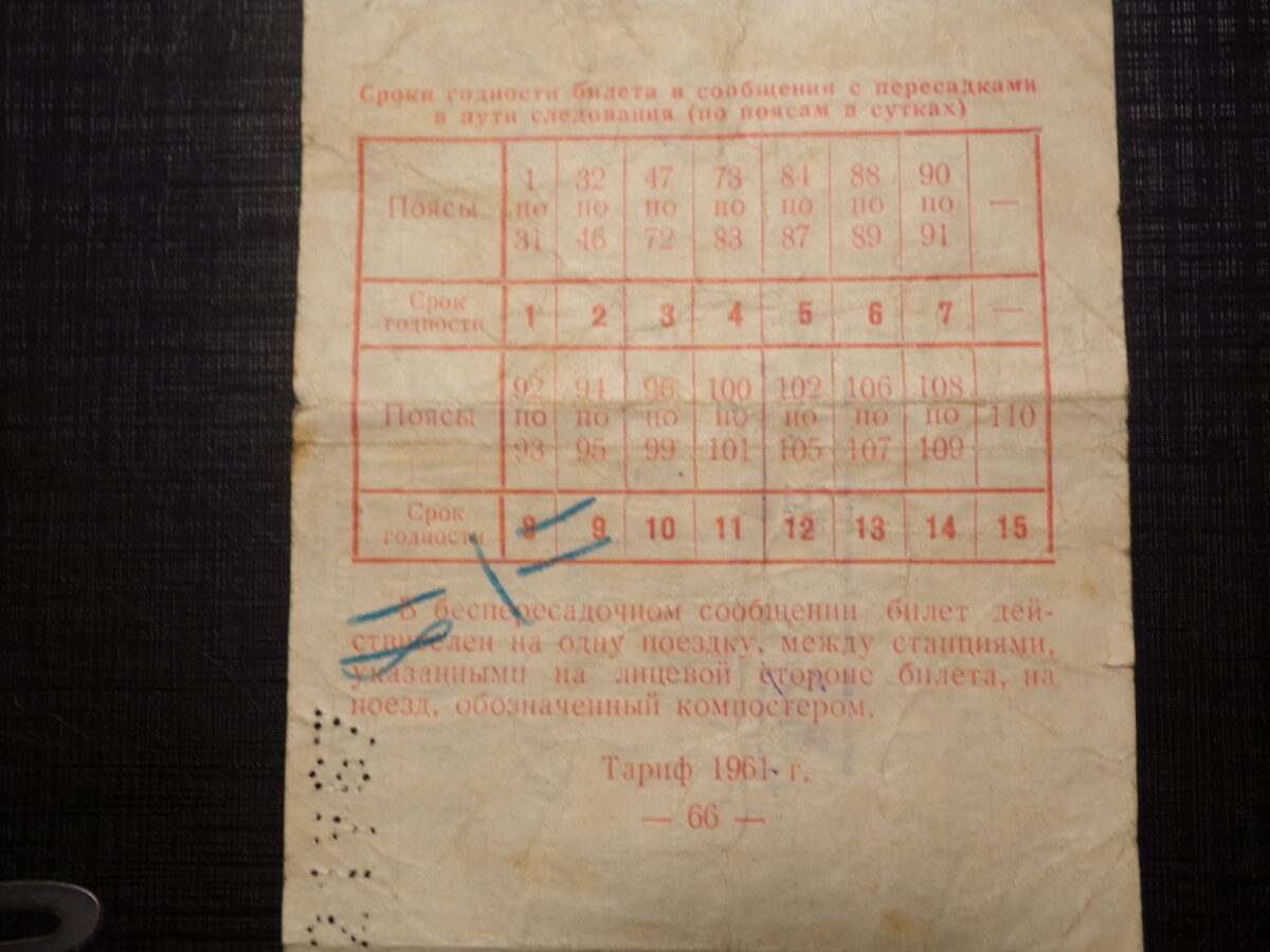 №7. Билет от станции Макинка Казахстанской железной дороги до Зилупе. СССР. 1967 год.