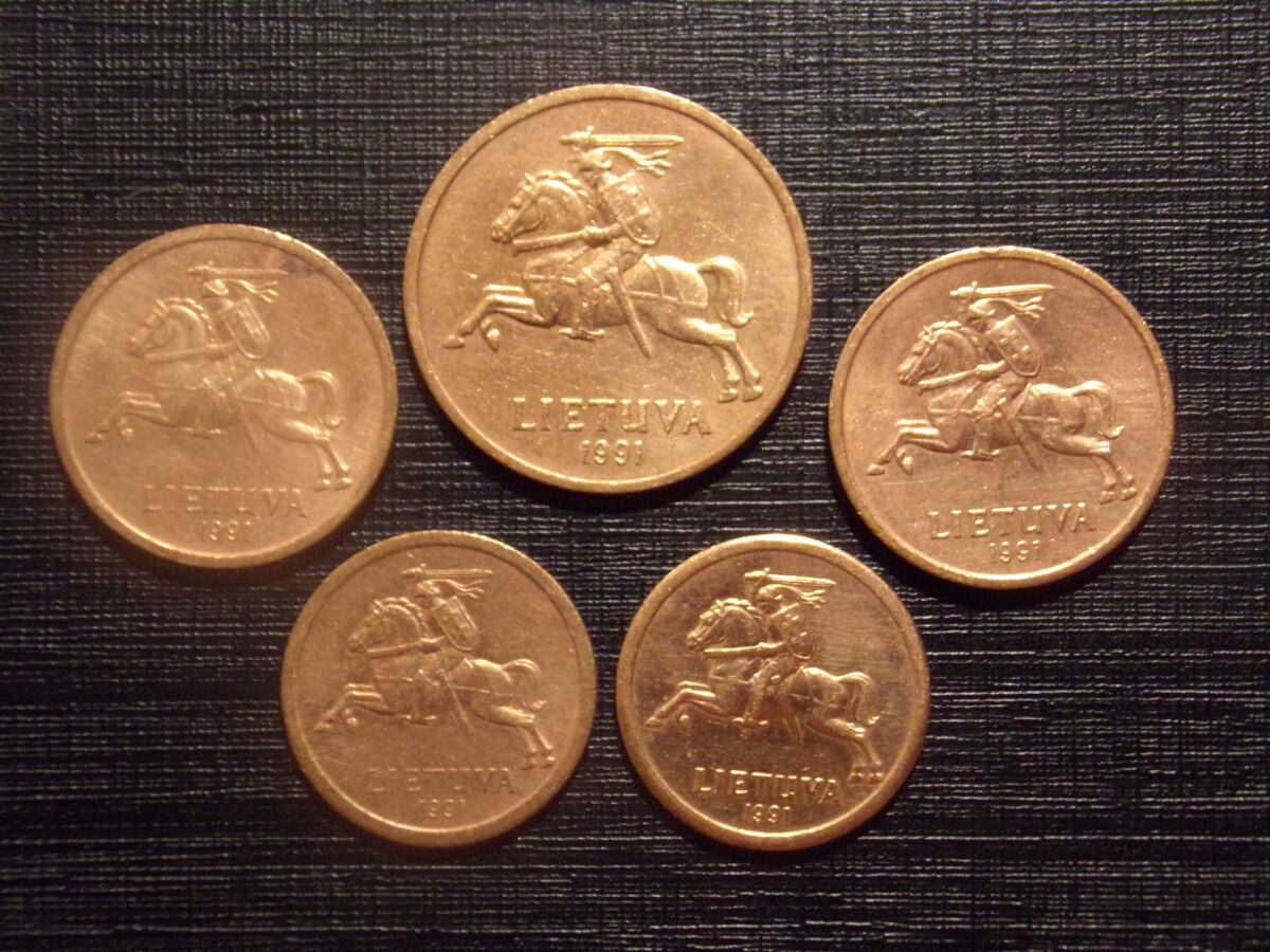 №125. 50 центов, 20 центов и 10 центов. 1991 год. Литва.