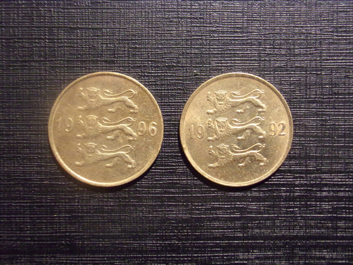 №93. 20 центов. 1992 и 1996 год. Эстония.