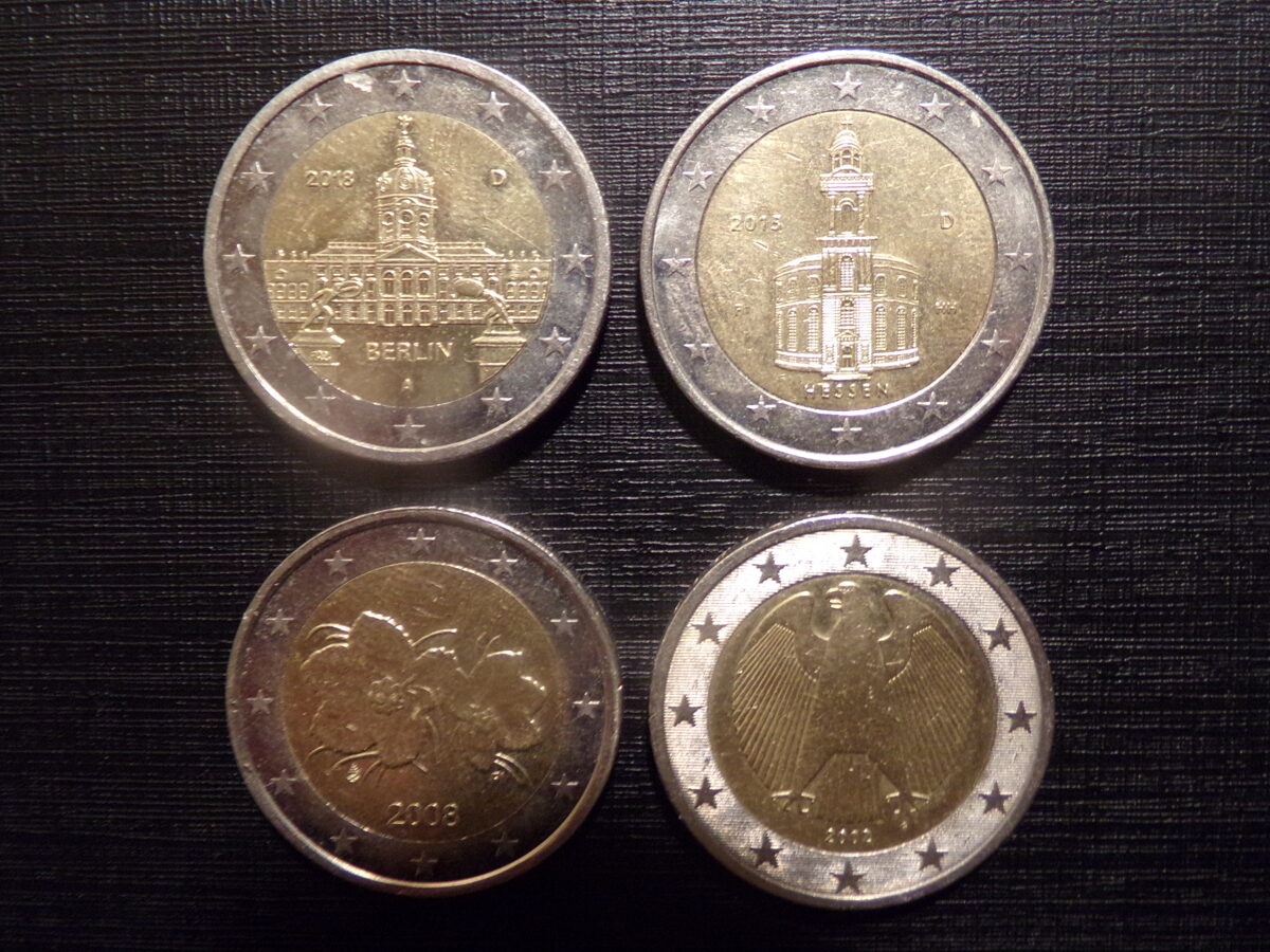 №141. Два евро. 2002. 2008. 2015. 2018 год.