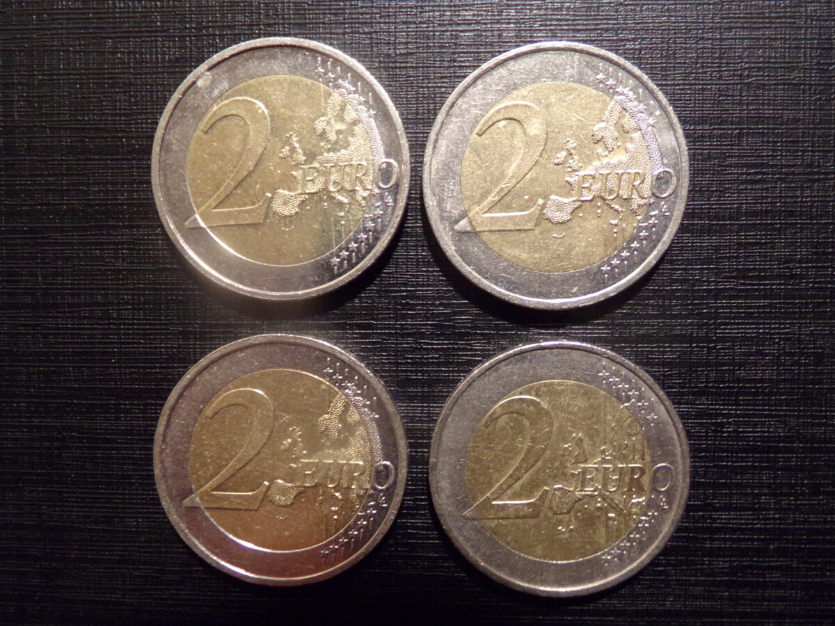 №141. Два евро. 2002. 2008. 2015. 2018 год.