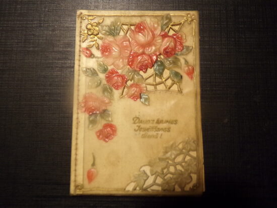 №318. Поздравительная открытка рельефная с вкладышем. Латвия. 1928 год.