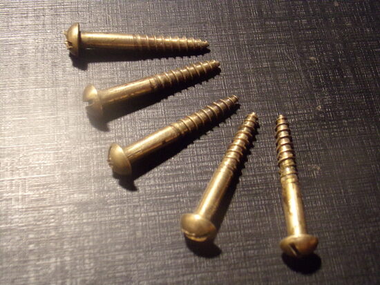 №88. Пять бронзовых шурупов длинной 3 см.