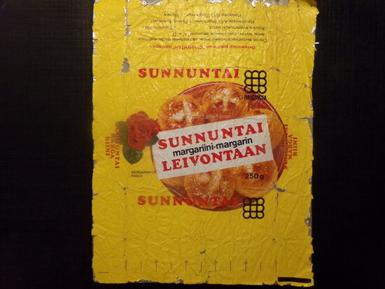 №91. SUNNUNTAI. Витаминизированный маргарин. Финляндия. Импортер: В/О "Продинторг". Москва. 1982 год.