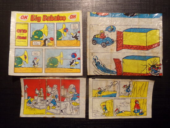 №107. Четыре вкладыша от жевательной резинки "Дональд". 1980 год.