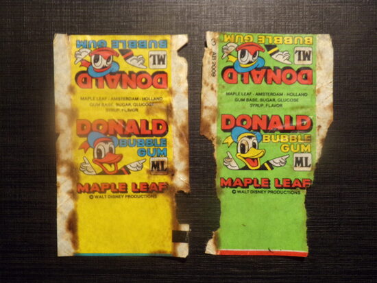 №106. DONALD bubble gum. Два фантика от жвачки "Дональд". 1980 год.
