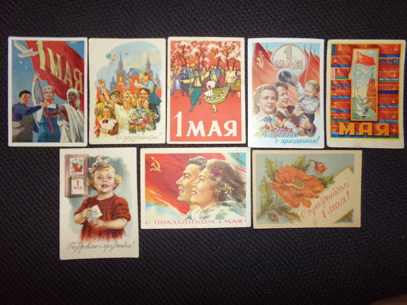 №36. Восемь открыток- 1 Мая. СССР. 1950-тые года.