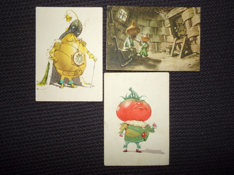 №175. Иллюстрации к сказке "Приключение Чиполлино". Художник Е.М. Галей. Издательство "Советский художник". 1956 год.