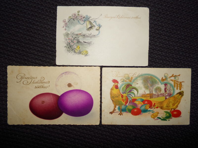 №14. Три открытки-Пасха. Латвия. 1920-тые года.