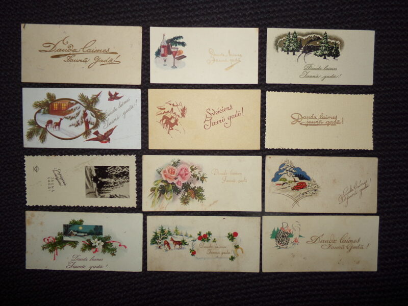 №131. 12 малоформатных открыток. С новым годом! Латвия. 1920-30 года.