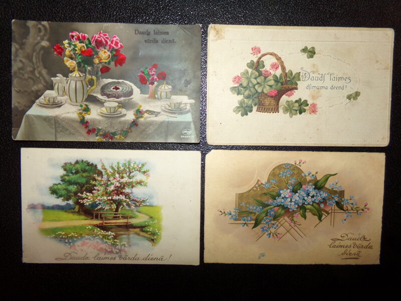 №29. Четыре открытки. С именинами. Латвия. 1920-30 года.