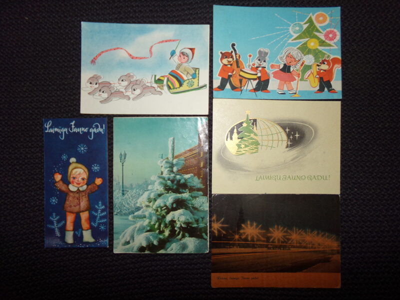 №62. Шесть новогодних открыток времен Советской Латвии. 1960-тые года.