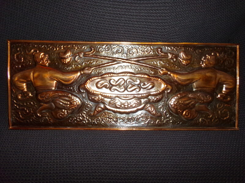 Сувенир чеканно-декоративный "Галушки". Советская Украина. Запорожье. 1970-тые года.