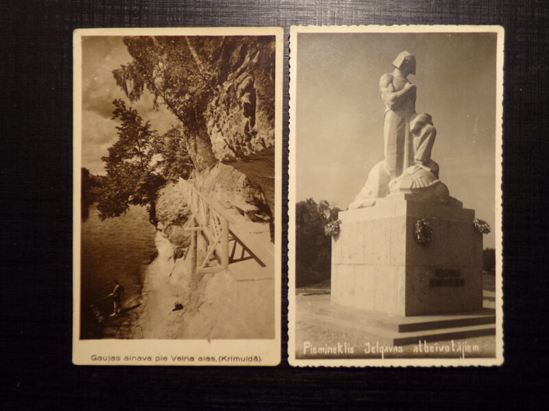 №21. Гауя в Кримулде и памятник освободителям в Елгаве. Латвия. 1930-тые года.