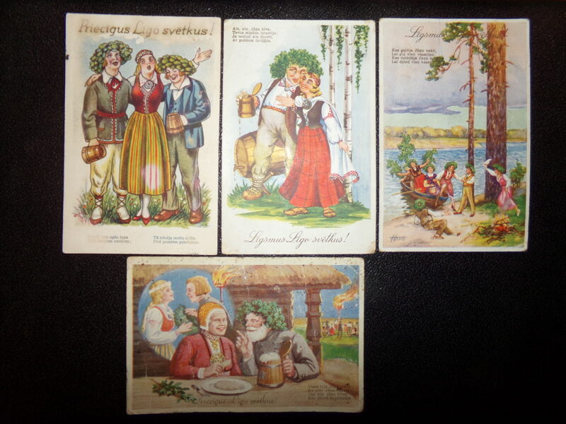 №5. Четыре  открытки- праздник Лиго. Латвия. 1930-тые года.