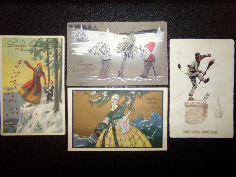 №88. Четыре рождественских открытки. Латвия. 1930-тые года.