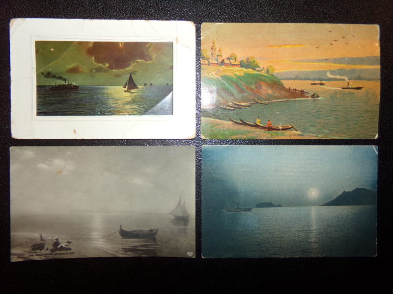 №26. Четыре открытки-морская тематика, репродукции картин. Российская Империя. Начало 20 века.