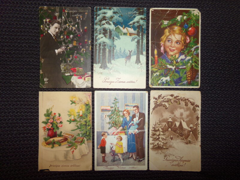 №1. Шесть рождественских открыток.  Латвия. 1920-30 года.
