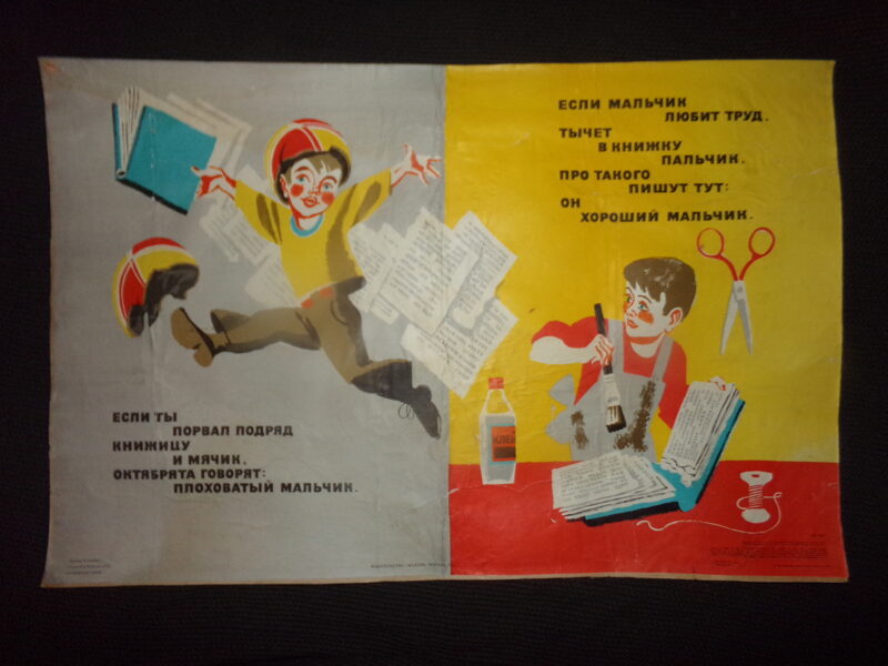 Школьный плакат. Размер 58х89 см. Издательство "Малыш". Москва. 1987 год.
