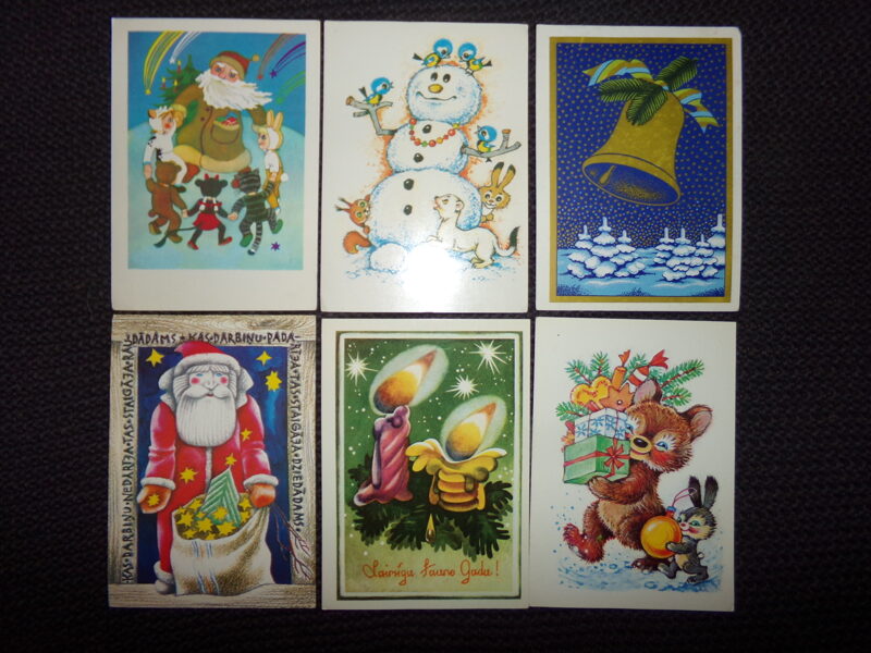 №64. 19 новогодних открыток времен Советской Латвии. 1980-тые года.