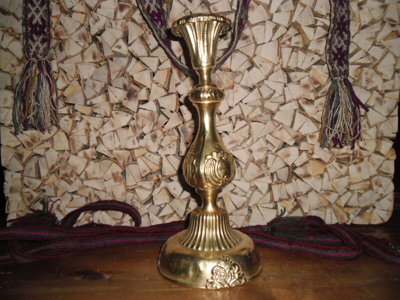 Старинный узорный подсвечник. Два клейма. Позолота.