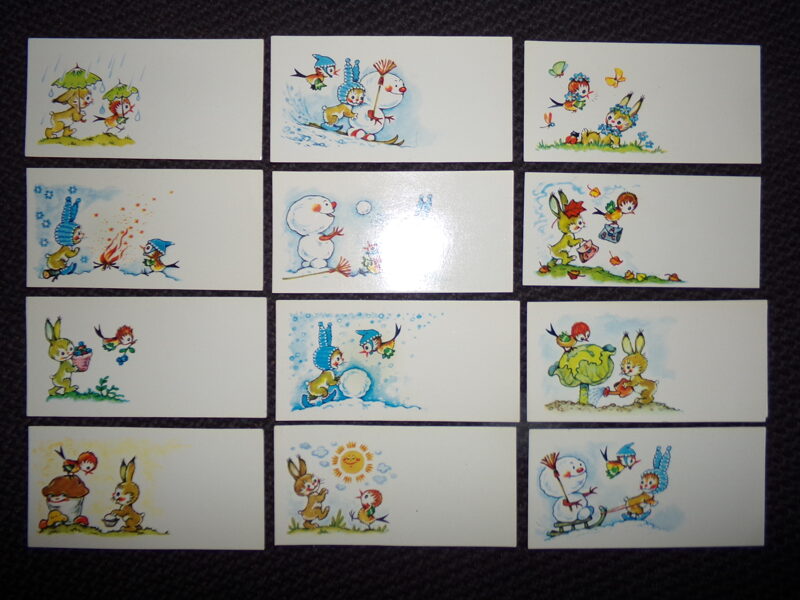 №123. 12 мини открыток. Художник М. Старасте. Советская Латвия. 1983 год. "Авотс".