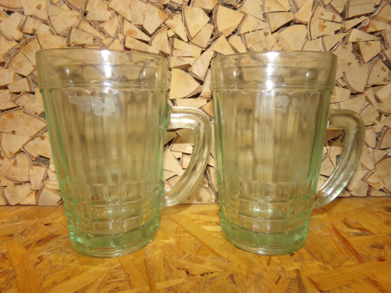 №84. Две пивные кружки из зеленого стекла. LSF. Советская Латвия.