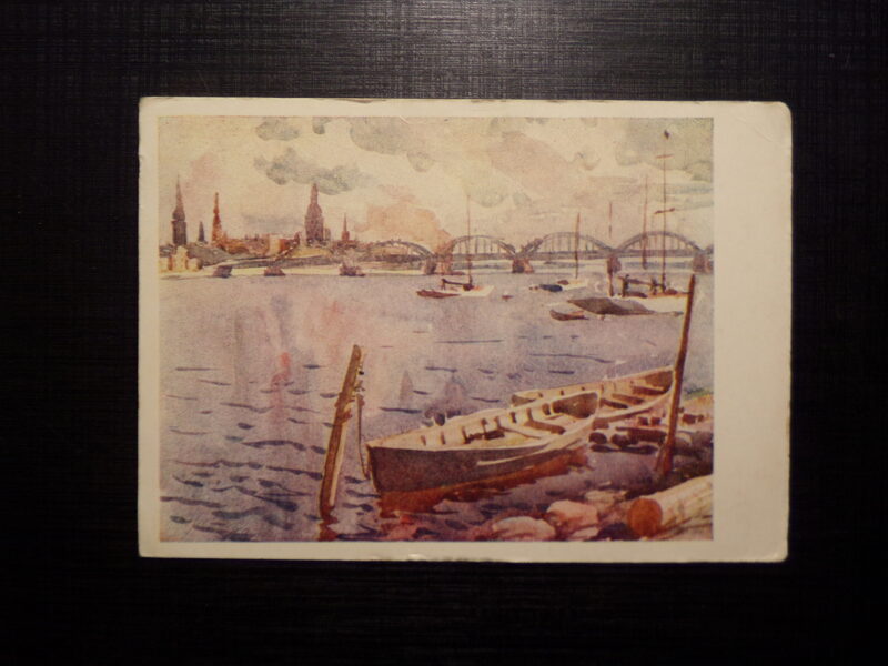 №296. Репродукция картины. Б. Яунземс-Даугава. Советская Латвия. 1960 год.