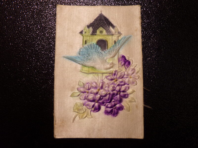 №105. Поздравительная открытка. Германия. Тисненый шелк. 1913 год.