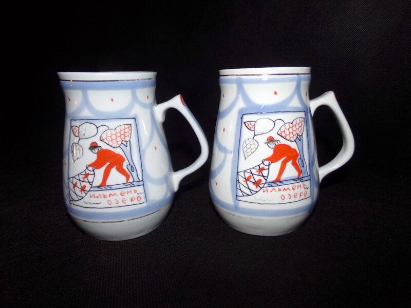№20. Две расписные кружки. Ильмень. СССР. 1980-тые года.