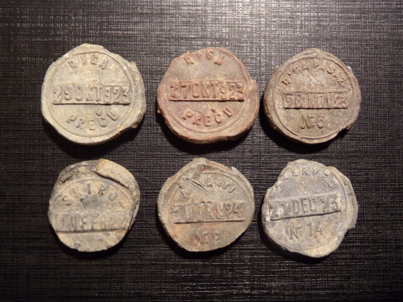 №20. Шесть свинцовых пломб. Рига товарная. Шкиротава. Яняварти. Латвийская железная дорога. 1923-24 года.