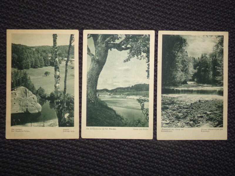 №166. Три открытки из серии виды Латвии времен немецкой оккупации 1941-44 года.