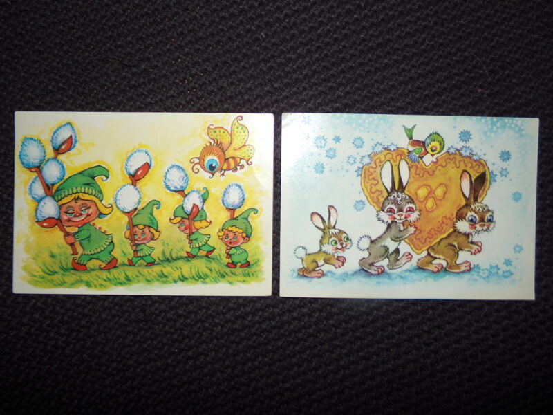 №115. Две открытки. Художник Маргарита Старасте. Советская Латвия. 1983 год.