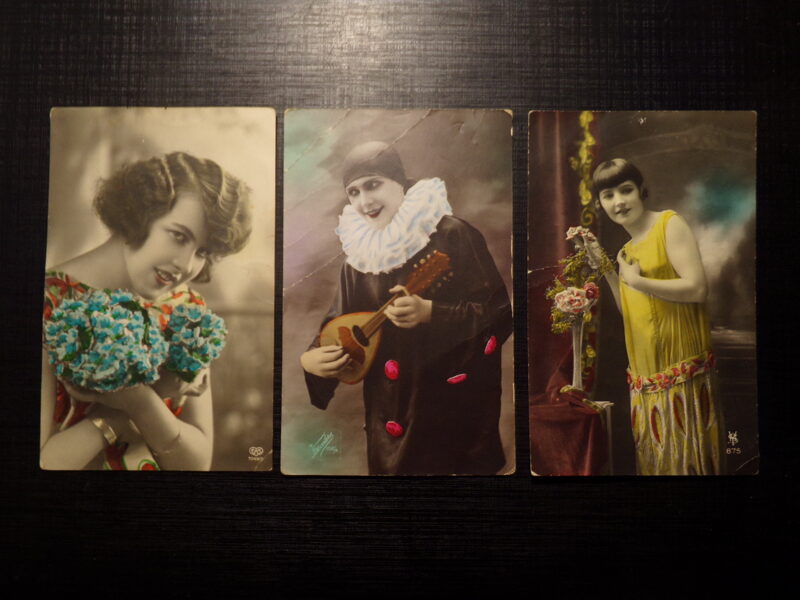 №135. Три фотооткрытки производства Франции. Использовались в Латвии. 1926-28 года.