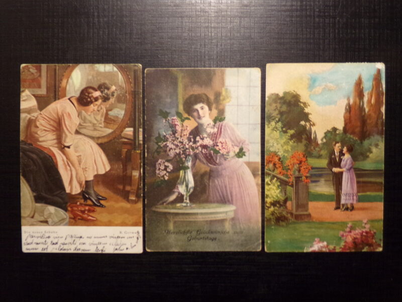 №211. Открытки производства Франции и Германии прошедшие почту Латвии в 1920-тых годах.