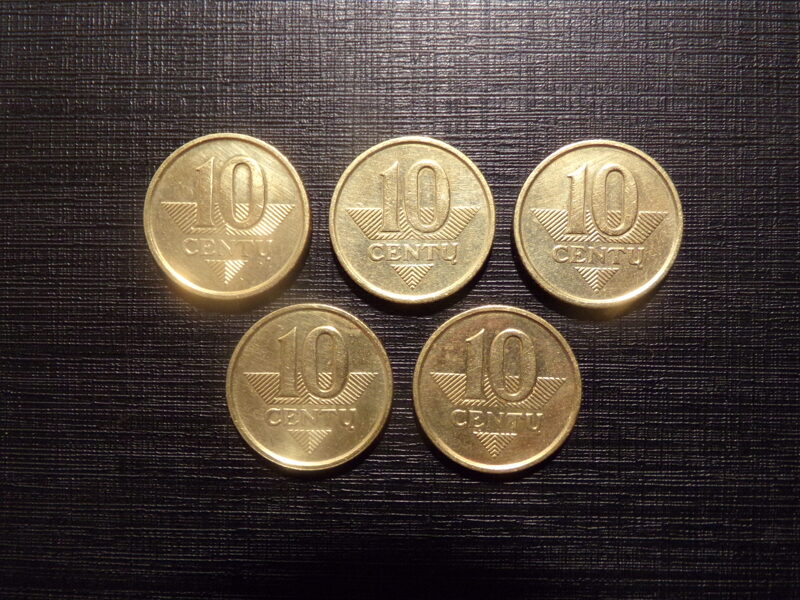 №124. 10 центов. 1997 и 1998 год. Литва.
