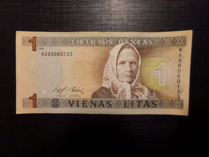 №34. Один лит. Литва. 1994 год.