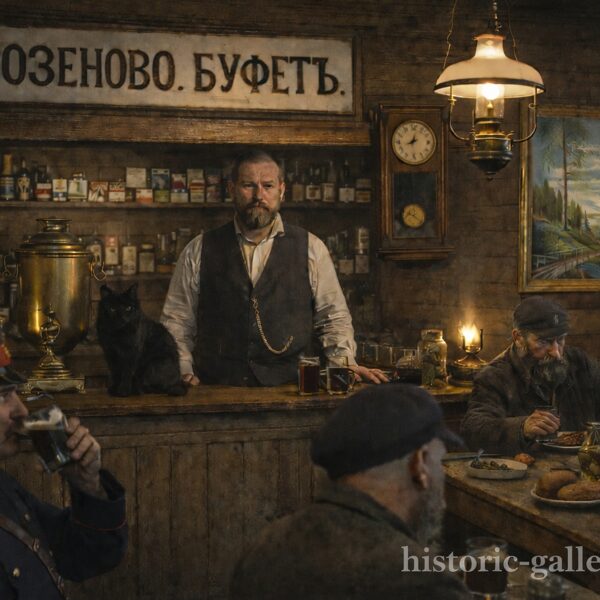 Розеново. Станционный буфет. 1900 год. Изображение изготовлено с помощью ИИ.
